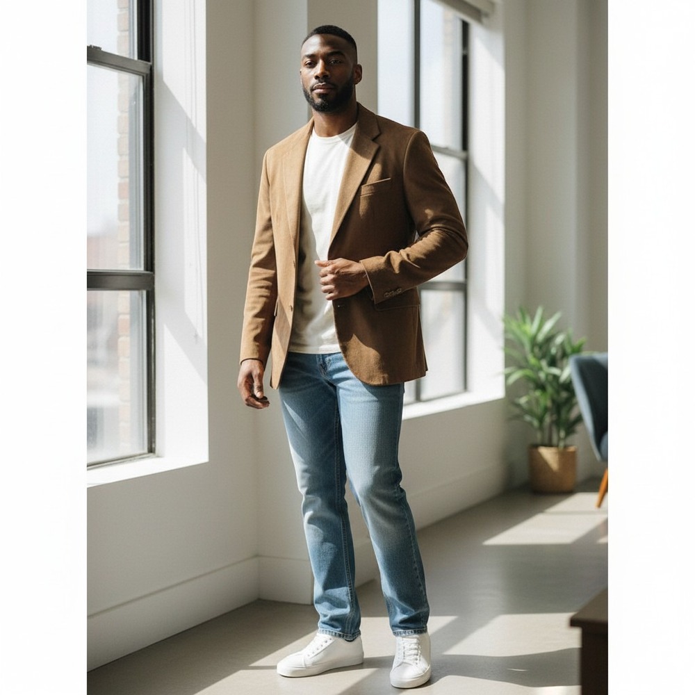 Kasper Blazer Sport Coat 38R‎ Brown Excellent Faux Suede Microfiber L001385D